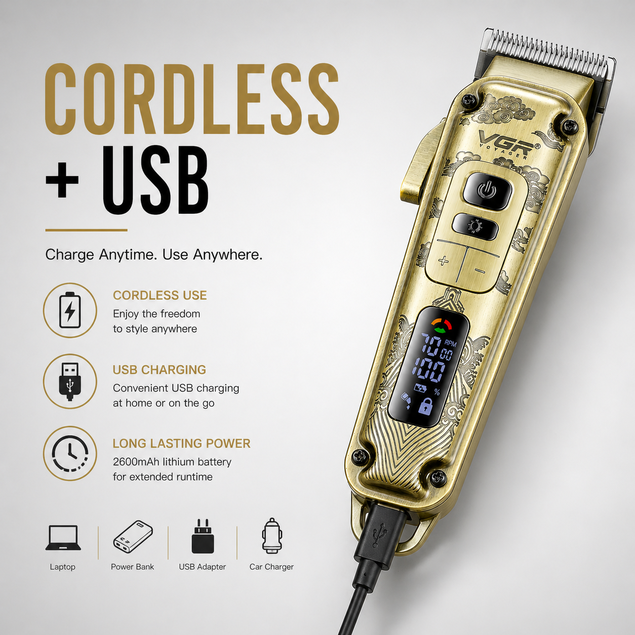 VGR V-005 Full Set Professional Hair Clipper Kit